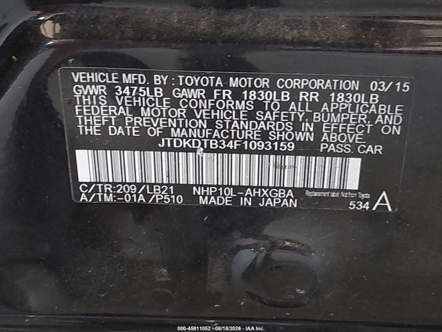 Toyota Prius C Four 2015 JTDKDTB34F1093159 Image 9