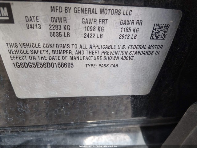 2013 Cadillac Cts Luxury მანქანა იყიდება აუქციონზე, vin: 1G6DG5E56D0168605, აუქციონის ნომერი: 45911070