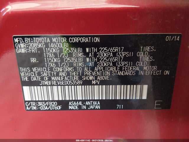 Toyota RAV4 LE 2014 JTMBFREV6ED053589 Image 9