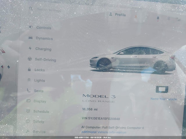 5YJ3E1EA1SF020848 Tesla Model 3 Long Range Rear-wheel Drive/standard Rear-wheel Drive