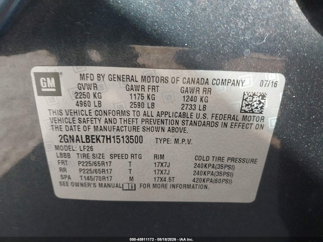 Chevrolet EQUINOX LS 2017 2GNALBEK7H1513500 Image 9