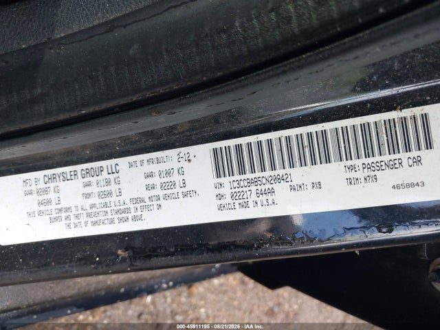 Продажа на аукционе авто 2012 Chrysler 200 Lx, vin: 1C3CCBAB5CN208421, номер лота: 45911195