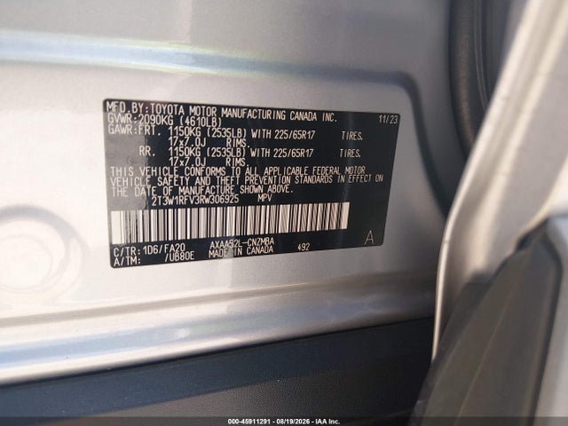 2024 Toyota Rav4 Xle მანქანა იყიდება აუქციონზე, vin: 2T3W1RFV3RW306925, აუქციონის ნომერი: 45911291