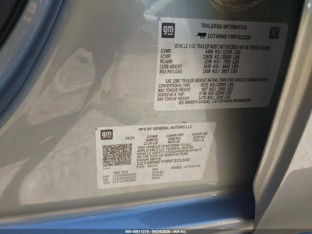 Aukcja sprzedaży 2024 Gmc Sierra 3500hd 4wd  Standard Bed Denali, vin: 1GT49WEY0RF321300, numer aukcji: 45911379