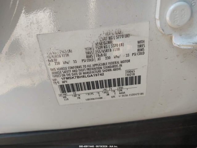 Ford Explorer 2020 1FMSK7BH8LGA19742 Image 9