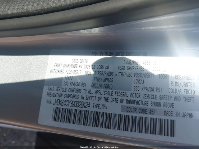 Aukcja sprzedaży 2016 Mazda Cx-5 Touring, vin: JM3KE4CY3G0829424, numer aukcji: 45911519