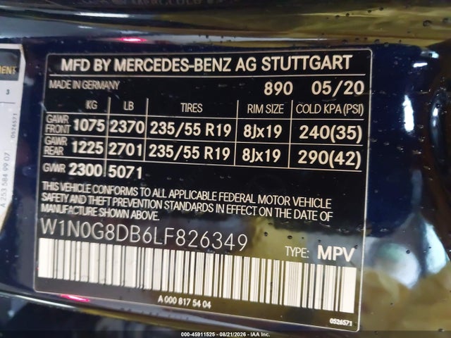 Продажа на аукционе авто 2020 Mercedes-benz Glc 300, vin: W1N0G8DB6LF826349, номер лота: 45911525