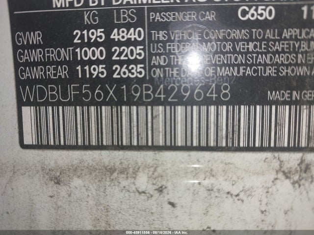 Продаж на аукціоні авто 2009 Mercedes-benz E 350, vin: WDBUF56X19B429648, номер лоту: 45911556