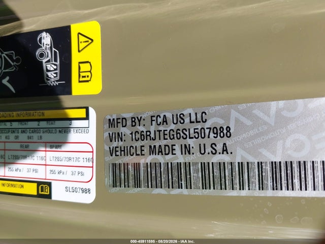 Продаж на аукціоні авто 2025 Jeep Gladiator Mojave X, vin: 1C6RJTEG6SL507988, номер лоту: 45911595