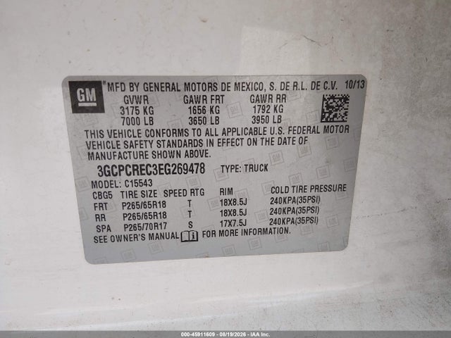 Chevrolet Silverado 1500 Lt 2014 3GCPCREC3EG269478 Image 9