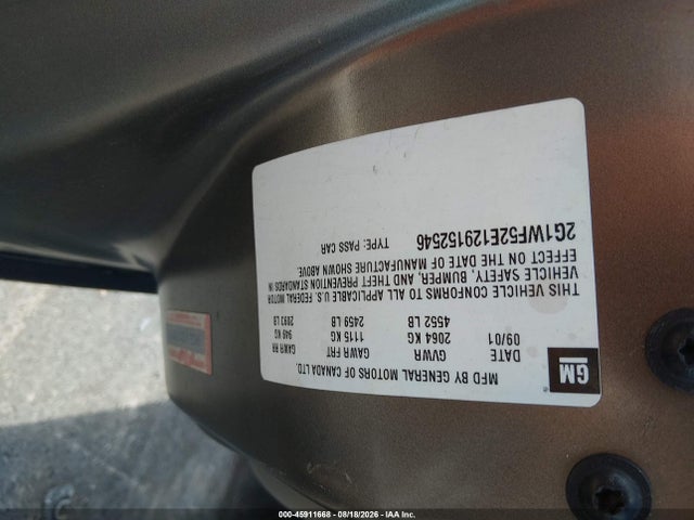 2002 Chevrolet Impala მანქანა იყიდება აუქციონზე, vin: 2G1WF52E129152546, აუქციონის ნომერი: 45911668