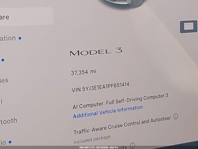 Продажа на аукционе авто 2023 Tesla Model 3 Rear-wheel Drive, vin: 5YJ3E1EA1PF651414, номер лота: 45911770