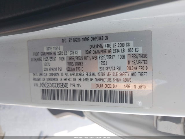 Продаж на аукціоні авто 2016 Mazda Cx-5 Touring, vin: JM3KE2CY0G0609646, номер лоту: 45911807