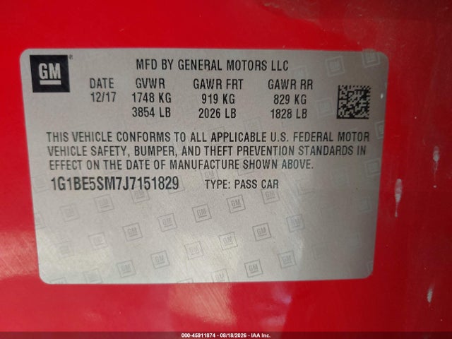 Chevrolet Cruze Lt Auto 2018 1G1BE5SM7J7151829 Image 9