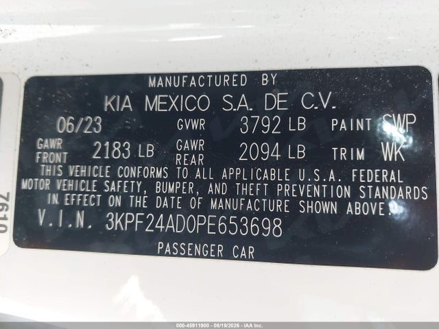 KIA Forte Lxs 2023 3KPF24AD0PE653698 Image 9