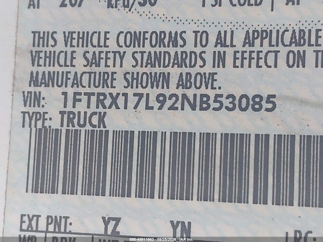 Aukcja sprzedaży 2002 Ford F-150 Lariat/xl/xlt, vin: 1FTRX17L92NB53085, numer aukcji: 45911963