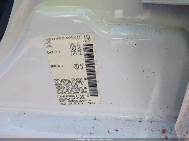 Продаж на аукціоні авто 2022 Nissan Altima Sr Fwd, vin: 1N4BL4CV0NN324645, номер лоту: 45911983