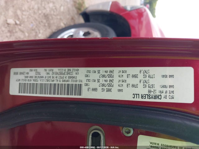 45911990 :رقم المزاد ، 1D3HB13P99S749142 vin ، 2009 Dodge Ram 1500 Slt/sport/trx مزاد بيع