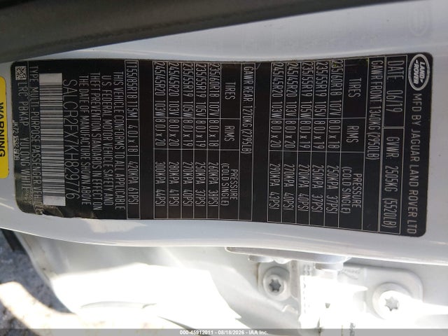 Продаж на аукціоні авто 2019 Land Rover Discovery Sport Hse/landmark Edition, vin: SALCR2FX7KH829776, номер лоту: 45912011