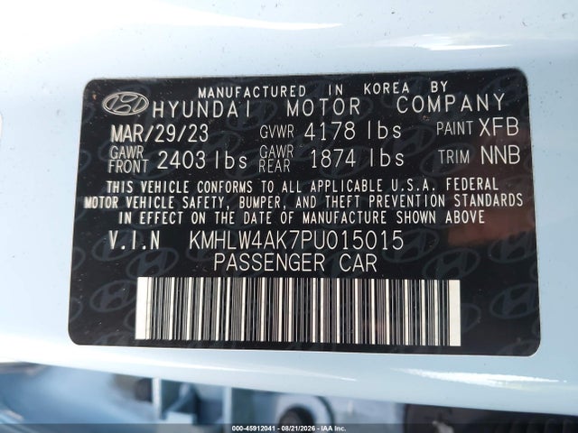 45912041 :رقم المزاد ، KMHLW4AK7PU015015 vin ، 2023 Hyundai Elantra N مزاد بيع