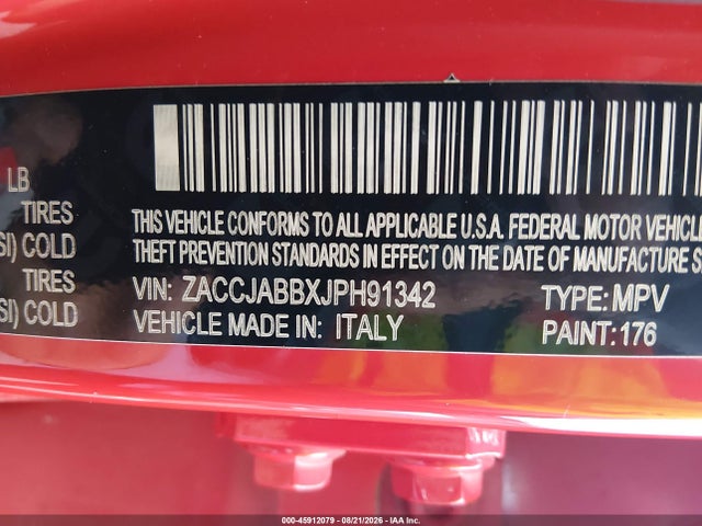45912079 :رقم المزاد ، ZACCJABBXJPH91342 vin ، 2018 Jeep Renegade Latitude Fwd مزاد بيع