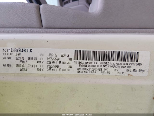 Aukcja sprzedaży 2009 Chrysler Aspen Limited, vin: 1A8HW58T29F710548, numer aukcji: 45912086