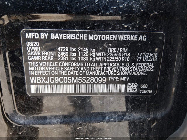 Aukcja sprzedaży 2021 Bmw X1 Xdrive28i, vin: WBXJG9C05M5S28099, numer aukcji: 45912091