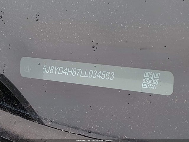 Aukcja sprzedaży 2020 Acura Mdx Advance Package, vin: 5J8YD4H87LL034563, numer aukcji: 45912135