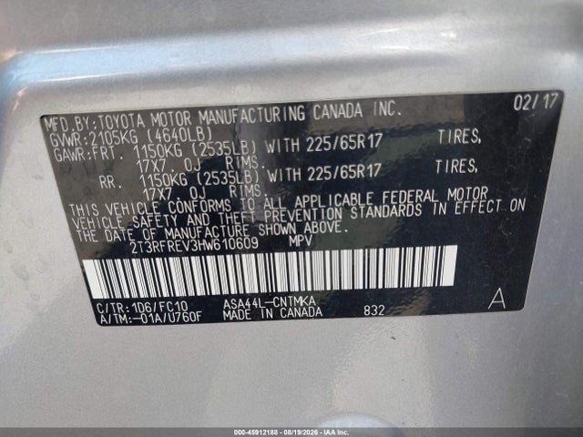 Toyota Rav4 Xle 2017 2T3RFREV3HW610609 Image 9