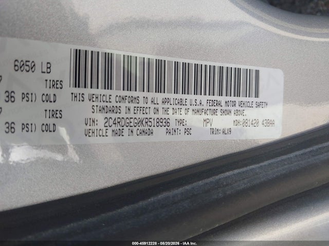 Dodge Grand Caravan Gt 2019 2C4RDGEG0KR518936 Image 9