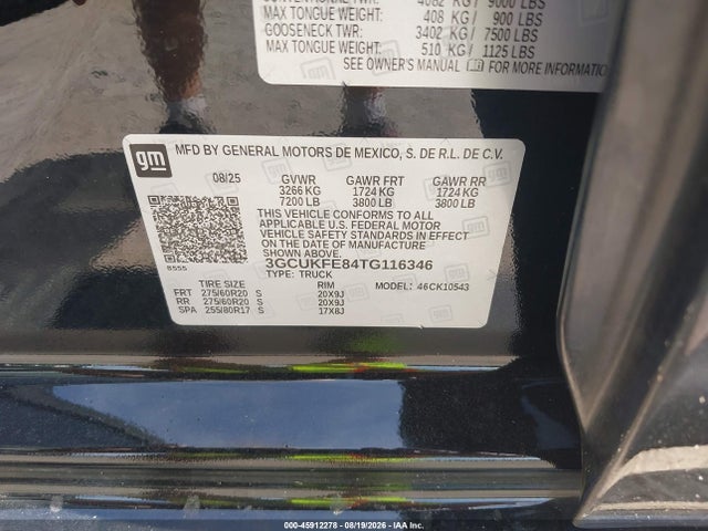 2026 Chevrolet Silverado 1500 4wd  Short Bed Lt Trail Boss მანქანა იყიდება აუქციონზე, vin: 3GCUKFE84TG116346, აუქციონის ნომერი: 45912278