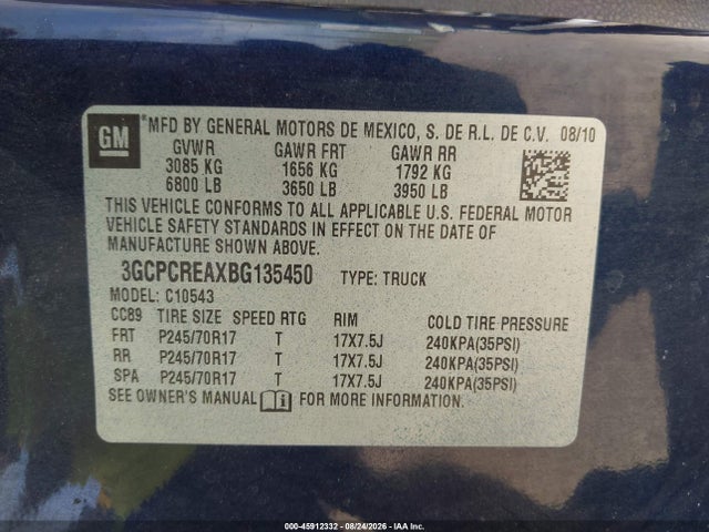 Aukcja sprzedaży 2011 Chevrolet Silverado 1500 Ls, vin: 3GCPCREAXBG135450, numer aukcji: 45912332