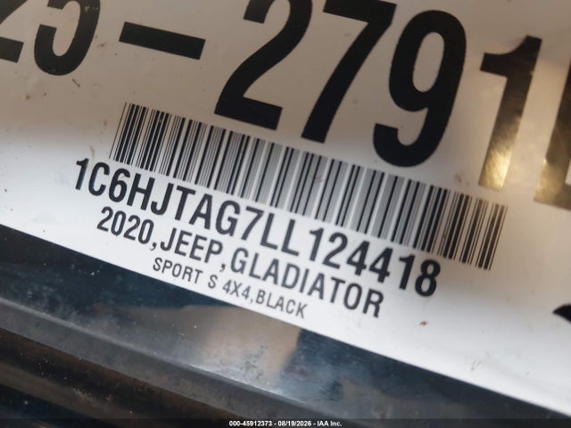2020 Jeep Gladiator Sport S 4x4 მანქანა იყიდება აუქციონზე, vin: 1C6HJTAG7LL124418, აუქციონის ნომერი: 45912373