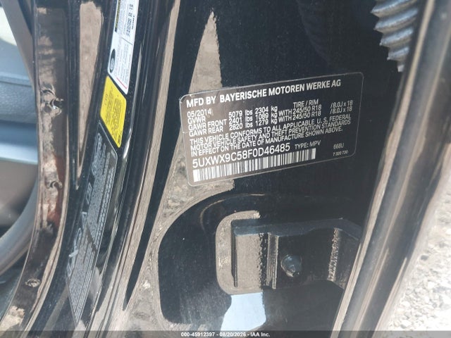 Aukcja sprzedaży 2015 Bmw X3 Xdrive28i, vin: 5UXWX9C58F0D46485, numer aukcji: 45912397