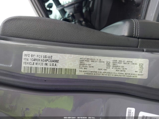 45912441 :رقم المزاد ، 1C4RDHAG4PC634992 vin ، 2023 Dodge Durango Sxt Rwd مزاد بيع