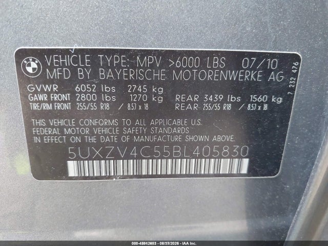 45912453 :رقم المزاد ، 5UXZV4C55BL405830 vin ، 2011 Bmw X5 Xdrive35i/xdrive35i Premium/xdrive35i Sport Activity مزاد بيع