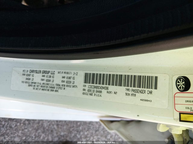 45912501 :رقم المزاد ، 1C3CCBAB9CN204596 vin ، 2012 Chrysler 200 Lx مزاد بيع