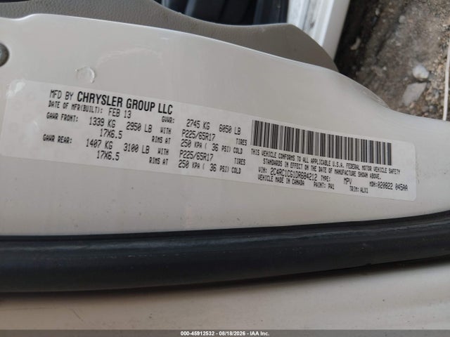 45912532 :رقم المزاد ، 2C4RC1CG1DR684212 vin ، 2013 Chrysler Town & Country Touring-l مزاد بيع