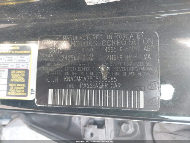 Продажа на аукционе авто 2015 Kia Optima Lx, vin: KNAGM4A75F5658685, номер лота: 45912731