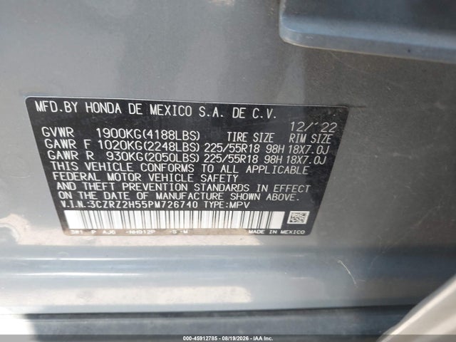 Продаж на аукціоні авто 2023 Honda Hr-v Awd Sport, vin: 3CZRZ2H55PM726740, номер лоту: 45912785