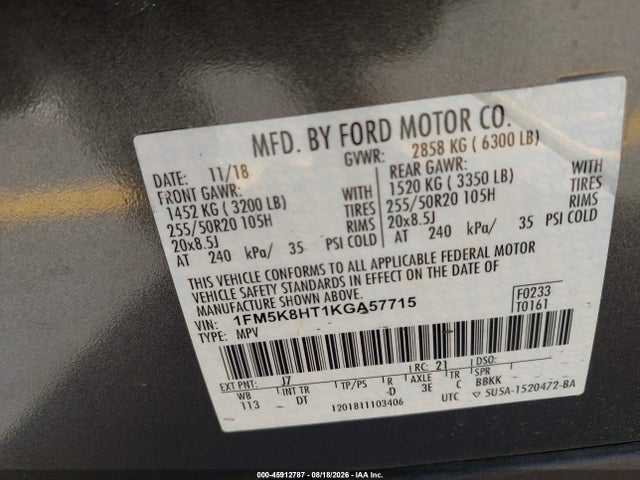 Ford Explorer Platinum 2019 1FM5K8HT1KGA57715 Image 9