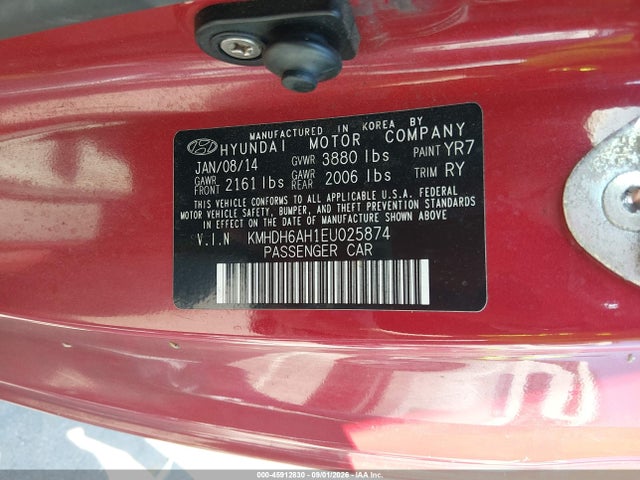 Aukcja sprzedaży 2014 Hyundai Elantra, vin: KMHDH6AH1EU025874, numer aukcji: 45912830