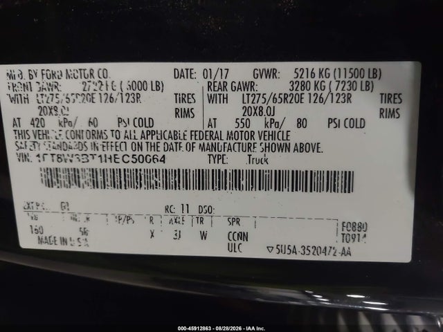 Продажа на аукционе авто 2017 Ford F-350 Lariat, vin: 1FT8W3BT1HEC50064, номер лота: 45912863
