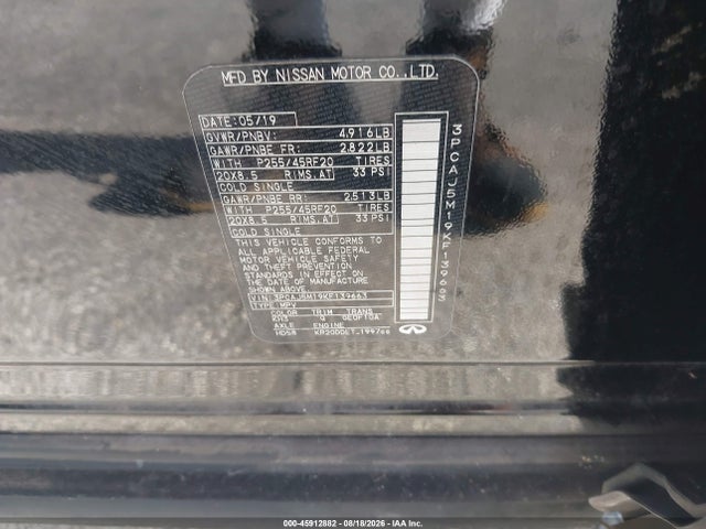 Aukcja sprzedaży 2019 Infiniti Qx50 Essential, vin: 3PCAJ5M19KF139663, numer aukcji: 45912882