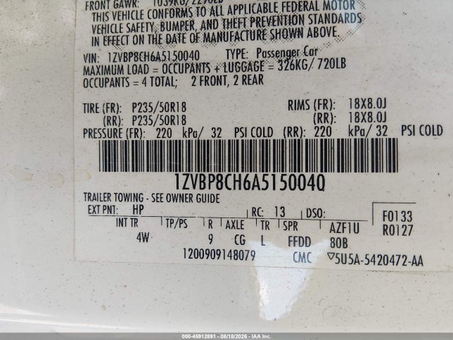 Продажа на аукционе авто 2010 Ford Mustang Gt/gt Premium, vin: 1ZVBP8CH6A5150040, номер лота: 45912891