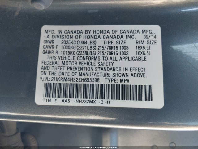 Honda CR-V LX 2014 2HKRM4H32EH693598 Image 9