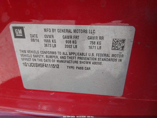 Chevrolet Sonic Lt Auto 2015 1G1JC6SH5F4111512 Image 9