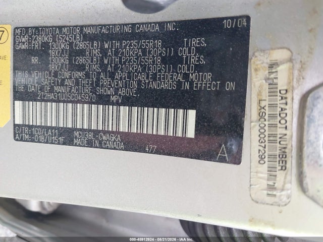 Продаж на аукціоні авто 2005 Lexus Rx 330, vin: 2T2HA31U05C045970, номер лоту: 45912924