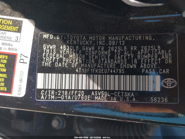 4T1BF1FK0EU744795 Toyota CAMRY SE
