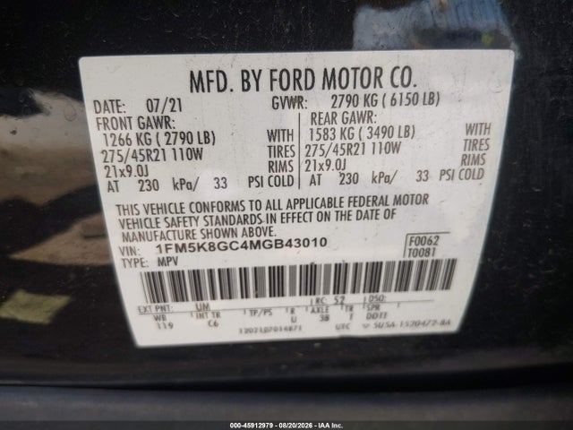 1FM5K8GC4MGB43010 Ford Explorer St